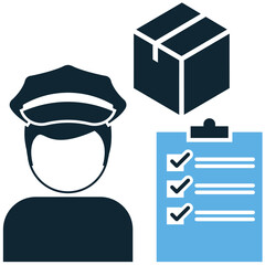 Customs broker icon vector for trade clearance, duty handling, and import export paperwork. Ideal for shipping agent, freight facilitator, and logistics compliance illustration.