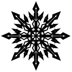 Vector silhouette of a snowflake with geometric arms