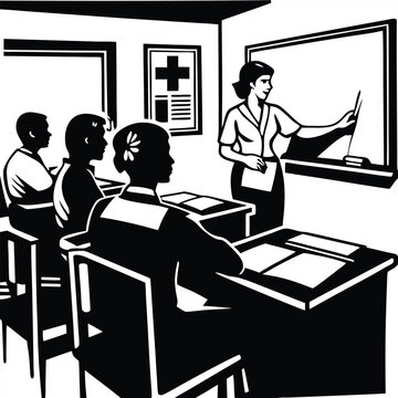 Teacher Teaching Clipart Black And White