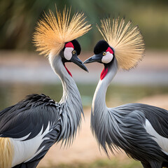 Fototapeta premium grey crowned crane
