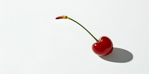 Sweet red ripe cherries, a healthy and delicious fruit, are isolated on a white background, showcasing their juicy closeup and vibrant color