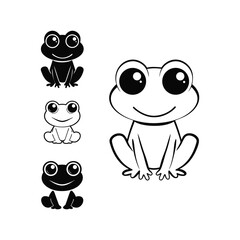 Cute Cartoon Frog Line Drawing – Coloring Book Style.
