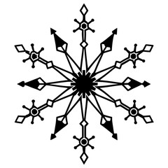 Vector silhouette of a snowflake with rounded arms and minimal detailing