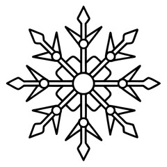Vector silhouette of a snowflake with rounded arms and minimal detailing