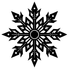 Vector silhouette of a snowflake with rounded arms and minimal detailing