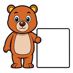 teddy bear holding blank sign