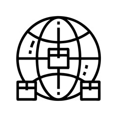 Globe with Boxes Icon Representing International Shipping and Global Trade
