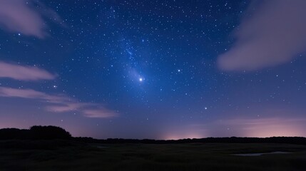 Fototapeta premium Starry night sky over a field