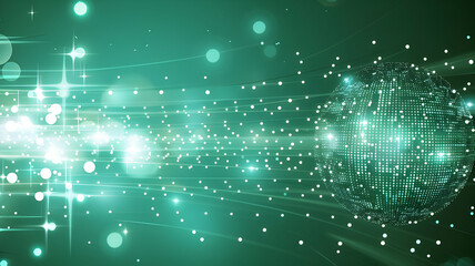 Obraz premium Futuristic Green Field with Digital Particles