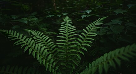 Emerald Fern Canopy: A Moody Forest Still Life