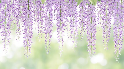 Naklejka premium Soft Lavender Wisteria Cascading in Springtime Serenity with Gentle Light Background