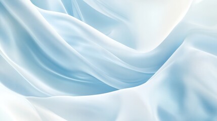 Light blue silk fabric folds, soft texture, elegant drape, background blur, textile design