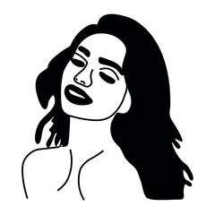 Girl and woman with long hair, a vector illustration of beauty and fashion