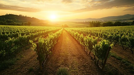 Fototapeta premium Tradition and Culture Represented by Vineyard Soil. Signifies Long-Standing Connection Between Wine Production and Human History and Society.