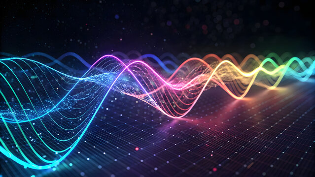 AI Signal Patterns Waveforms glowing with pulsating energy.
