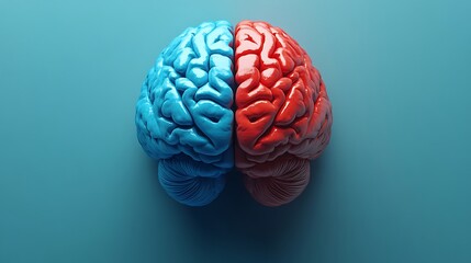 Dual Brain Hemispheres: A 3D Render of the Human Brain's Left and Right Sides, Highlighting Cognitive Differences