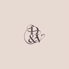bold serif initial calligraphy DV elegant and luxury concept wedding concept monogram letter