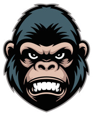 Gorilla Angry Monkey Ape Animal Mascot Sport Logo Graphic Silhouette Shape Clipart Digital Art Illustration