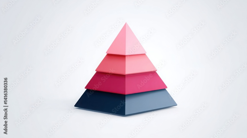 Poster paper pyramid constructed to illustrate layers hierarchy with effective visual representation for bu