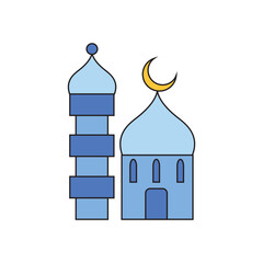 Islamic mosque icon, arabic faith culture design, flat web isolated vector illustration