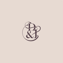 bold serif initial calligraphy DJ elegant and luxury concept wedding concept monogram letter