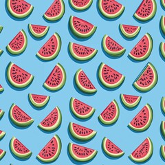 Watermelon Slice Pattern Background, Fun Healthy Food and Fruit Wallpaper, Bright Vibrant Agriculture Garden Summer Spring Backdrop