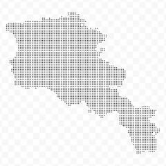 Vector Illustration of Dotted Map of Armenia in black on Transparent Background (PNG). Dotted black map template for website pattern, annual report, infographics.