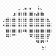 Vector Illustration of Dotted Map of Australia in black on Transparent Background (PNG). Dotted black map template for website pattern, annual report, infographics. © udin