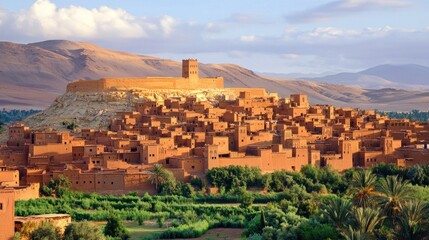 Obraz premium Arid city nestled in Moroccan mountains