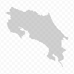 Vector Illustration of Dotted Map of Costa Rica in black on Transparent Background (PNG). Dotted black map template for website pattern, annual report, infographics.