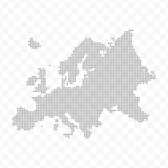 Vector Illustration of Dotted Map of Europe in black on Transparent Background (PNG). Dotted black map template for website pattern, annual report, infographics. © udin