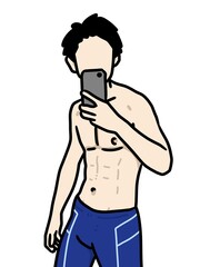 Fototapeta premium cute man cartoon on white background