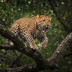 Naklejka premium leopard in the tree