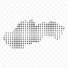 Vector Illustration of Dotted Map of Slovakia in black on Transparent Background (PNG). Dotted black map template for website pattern, annual report, infographics.