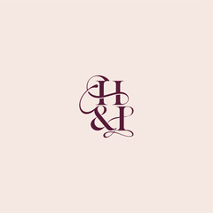 bold serif initial calligraphy wedding concept monogram letter elegant and luxury concept HI