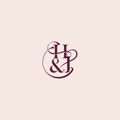 bold serif initial calligraphy wedding concept monogram letter elegant and luxury concept HJ