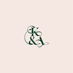 bold serif initial calligraphy wedding concept monogram letter elegant and luxury concept KA