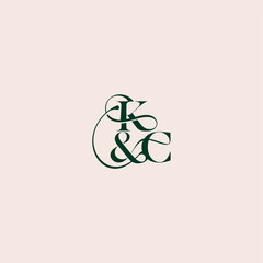 bold serif initial calligraphy wedding concept monogram letter elegant and luxury concept KC