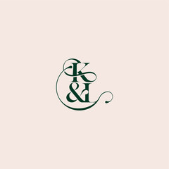 bold serif initial calligraphy wedding concept monogram letter elegant and luxury concept KL