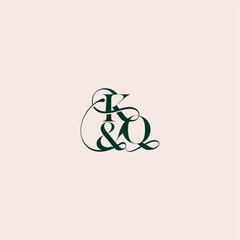 bold serif initial calligraphy wedding concept monogram letter elegant and luxury concept KQ