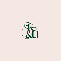 bold serif initial calligraphy wedding concept monogram letter elegant and luxury concept KU