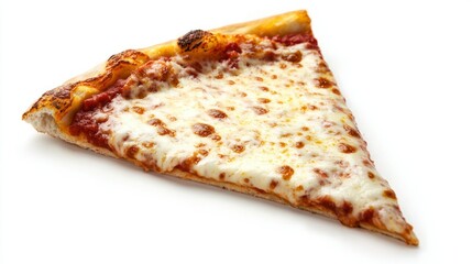 A slice of pizza with melting cheese.