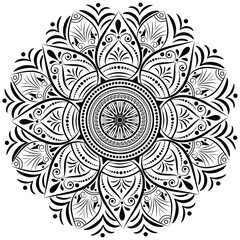 lack and white beautiful mandala design. Beautiful mandala design for coloring book, lace, swirl, henna, tattoo, logo, frame, card, pattern, background and  wallpaper. 