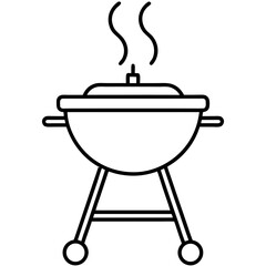 Line art vector silhouette of a barbecue grill,