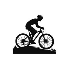 Fototapeta premium Black silhouette vector of a cyclist riding a bike on white background