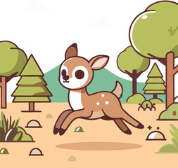 deer in a Cartoon Forest vector