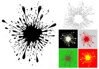 Black Ink Splash Vector With Combo Colour