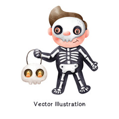 watercolor halloween kid Illustration2