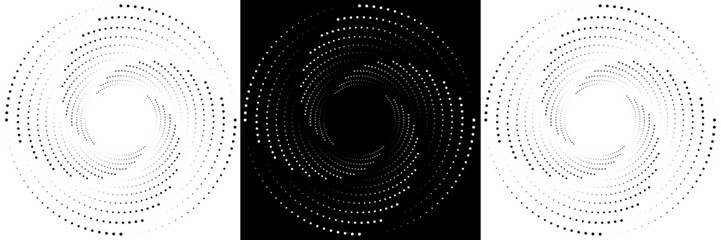 Halftone gradient. Dotted gradient, smooth dots spraying and halftones dot background seamless horizontal geometric pattern vector template set.