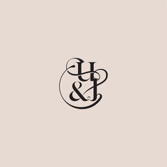 elegant and luxury concept UJ wedding concept monogram letter bold serif initial calligraphy